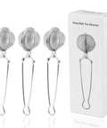 Stainless Steel Tea Infuser Ball Strainer With Handle 3 Pack Ultra Fine Mesh Filter For Loose Leaf Tea Spices And Seasonings