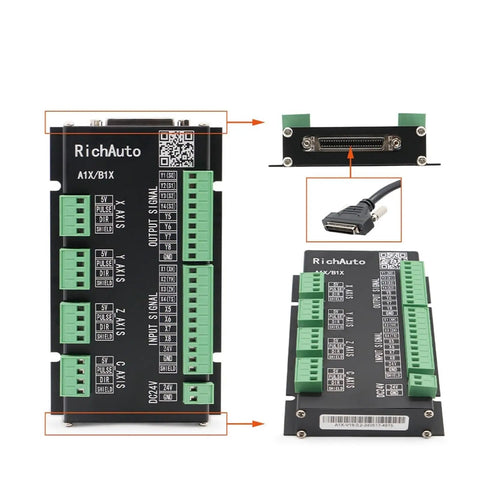 3 Axis CNC Wireless Controller For Routers And Engravers, A11E Motion Control Board close-up view of connectors and ports