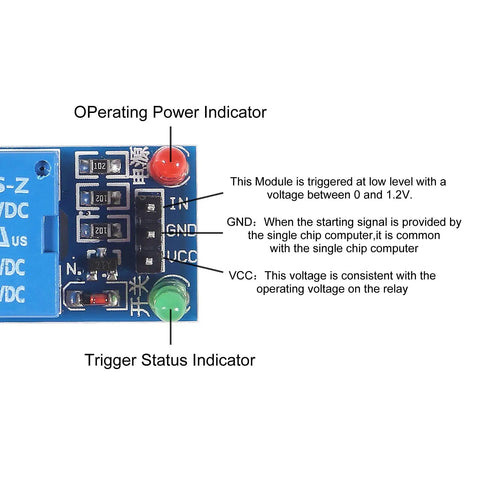 Five Volt One Channel Relay Module With Opto Isolation And High Low Level Trigger for Arduino power and status indicators
