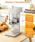 Heavy Duty 2 In 1 Electric French Fry Cutter Juicer Press Automatic Dicer With 3 Blades For Potatoes Carrots Cucumbers Citrus on kitchen counter.