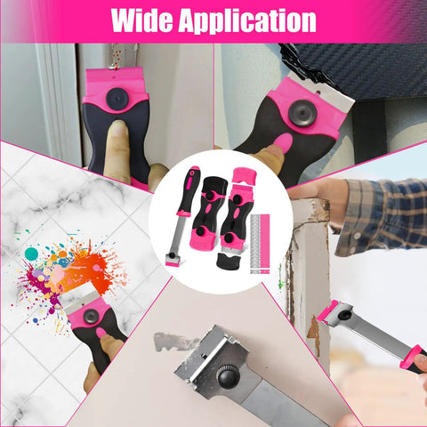 Pink Razor Scraper Kit With 3 Scrapers And 45 Replacement Blades Including 15 Metal And 30 Plastic Blades For Paint Adhesive Decal Stickers Glass Window Stovetop Cleanup Includes 1 Long Scraper And 2 Double Ended Scrapers in various applications