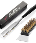 2 In 1 Pizza Oven Brush And Scraper For Quick Stone Cleaning With Stainless Steel Head, Dual Purpose Outdoor Oven Cleaner