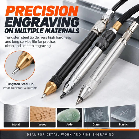 Slim Pencil Air Grinder For Precision Grinding And Detailing With 170 Mm Length And 12.4 Mm Diameter Micro Die Grinder on multiple materials.