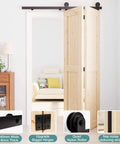 Heavy Duty Bifold Barn Door Hardware Kit 40 Inch Track System For Up To Two 19 Inch Panels installed in interior room