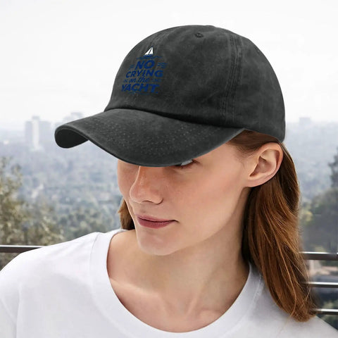 Woman wearing Cool Hats For Men Adjustable Caps With Ventilated Top Air Hole And Breathable Comfort Everyday Style black cap