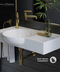 Chateau 30 Inch Wall Mount Bathroom Sink With Left Side Faucet, durable white ceramic, installed with modern design and gloss finish.