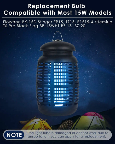 Bug zapper lantern glowing, compatible with No Fuss 15W U Shape Replacement Lamp Tube With 4 Pin Base For Indoor And Outdoor Use.