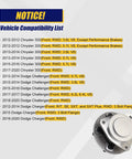 Compatibility list for Front Wheel Bearing And Hub Assembly For Chrysler 300 And Dodge Challenger 2012 2020 With 5 Lug Bolts And ABS Replacement Part Plug And Play Ready OEM Grade Quality Durable Construction For Smooth Ride And Easy Install