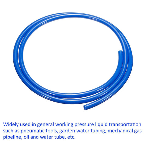 Blue PU tubing coil, 5mm ID x 8mm OD, 4 ft long, for versatile pneumatic and water use