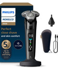 Wet And Dry Electric Shaver With SenseIQ Technology For A No Nonsense Close Shave And Skin Comfort, Triple Lift And Cut System For Tough Areas, 360 Rotating Dual Steel Precision Blades, Nose Trimmer, Model X9000 90 in box with stand
