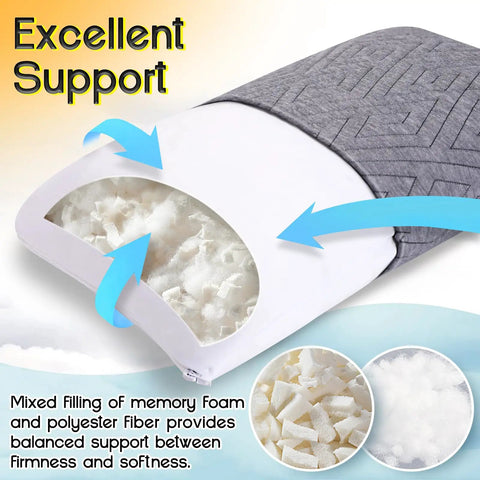 Go To Travel Pillow For Sleeping On The Go Memory Foam Small Pillow with mixed filling and breathable cover detail
