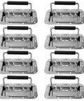 8 Pack Heavy Duty Recessed Pull Handles With Spring Loaded Grip For Toolbox And Barn Door, Carbon Steel Silver Finish