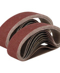 Heavy Duty Mixed Grit Sanding Belts For Mini Belt Grinders 1.2 X 13 Aluminum Oxide Strips showing two curled belts.