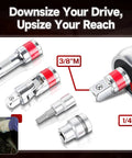 7 Piece Socket Extension Set Quarter Inch Drive With Adapters And U Joint Includes 3 6 9 12 Inch Extensions For Auto Repair