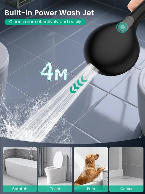 Handheld Shower Head With High Pressure Turbo Power Wash, 7 Modes, Anti Clog Nozzles, Built In Filter System For Hard Water in use