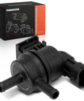 EVAP Vapor Canister Purge Solenoid Valve for Hyundai Accent and Kia models, shown with packaging, plastic housing.