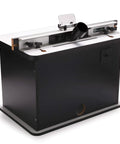 Heavy Hitter Benchtop Router Table Decked Out With A Beefy 24 Inch Laminate Top, Precision Tuned Aluminum Fence showing design and side angle.
