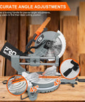 Professional Grade 10 Inch Double Bevel Sliding Compound Miter Saw With A Bulletproof 15 Amp Motor And Smooth 5000 Rpm Cutting Action For Precision Woodwork And Home Garage Grinds showing accurate angle adjustments at 45 degrees.