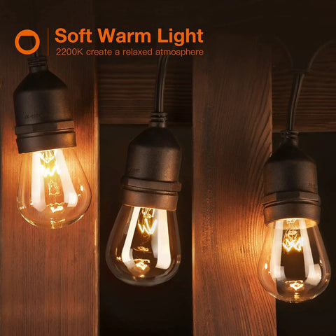 Outdoor S14 11W Incandescent Replacement Bulbs, 15 Pack Clear Glass, Waterproof E26 Screw Base, Dimmable for Outdoor String Lights