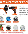 Drain Auger Clog Remover With Drill Adapter 25 Ft Flexible Plumbing Snake You Can Use Manually Or Powered For Kitchen, Bathroom And Shower Sinks Includes Gloves For Clean Hands And Easy Drain Clearing, shown with compatible pipes and clogs.