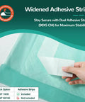 Heavy Duty Extra Large Incontinence Bed Pads With Super Absorbent Core And Strong Adhesive Strips showing widened adhesive strips for secure attachment.