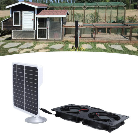 Solar Powered Dual Exhaust Fan Kit With Bracket For Chicken Coops And Small Greenhouses Sheds Pet Houses Window Exhaust 20W Solar Panel Cooling System