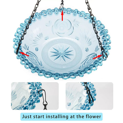 2 Pack Hanging Bird Bath And Feeder Set For Outdoors Multi Purpose Water Bowl Bathing And Feeding Station For Garden Birds Blue Plastic Outdoor Bird Waterer Easy To Hang Great For Bird Watching