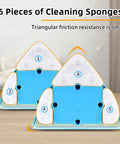 Top Shelf Double Sided Magnetic Window Cleaner With Adjustable Magnet Strength Five Gear Glass Wiper Tool For High Rise Apartments And Thick Double Glazed Homes, showing 6 triangle cleaning sponges.