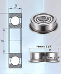 5x14x5mm Deep Groove Ball Bearing Flanged Shield F605ZZ Double Metal Shield 10 Pack Durable Universal Bearings For Motors RC Projects And Machinery Replacement Low Noise, side view