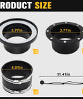 Heavy Duty Magnetic Dust Collection Fittings For 4 Inch Woodwork Shop Vacuums One To Multi System sizing diagram with dimensions.