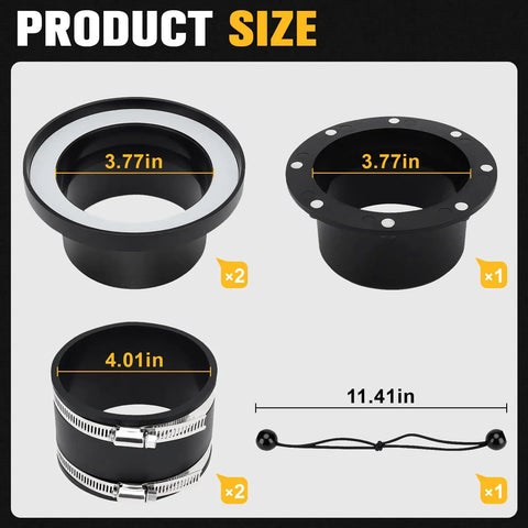 Heavy Duty Magnetic Dust Collection Fittings For 4 Inch Woodwork Shop Vacuums One To Multi System sizing diagram with dimensions.
