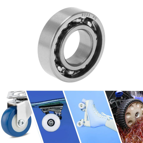 ACROPIX 6003 deep groove ball bearing, close-up, 17x35x10 mm, lubricated open type, silver-tone, 2 pcs