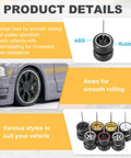 Product details of 1/64 Scale Wheels And Tires Set With Real Riders Rims For RC Diecast Car DIY Projects Includes Axles 5 Spoke Silver And Black Rims Replacement Upgrade Kit For Customizing 1/64 Diecast Models For Hobbyists, featuring rubber tires and ABS plastic wheels.