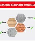 Heavy Duty 3/16 X 1-1/4 Inch Hex Head Blue Concrete Screw Anchors Kit materials for wood, concrete, brick, block.