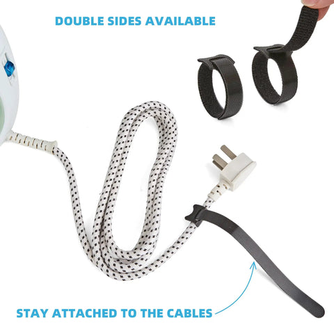 Self Fastening Reusable Cable Ties With Hook And Loop 8 Inch Adjustable Cable Management Straps organizing cords