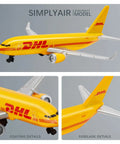 1/400 DHL757 Airplane Model Alloy Body With Plastic Base No Assembly Required Display Collectible For Aviation Fans Five Point Six Inch Length And Five Inch Wingspan Perfect For Desk Or Shelf Display