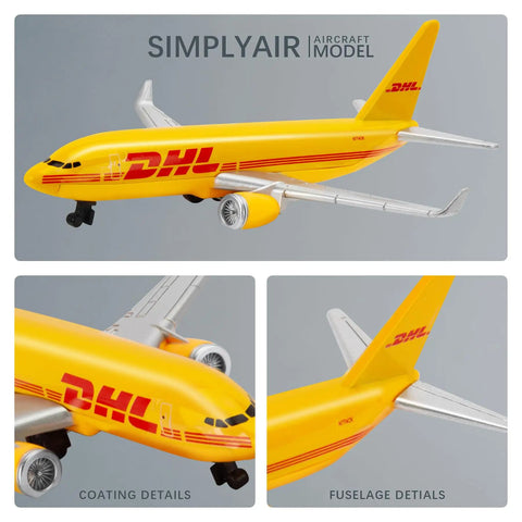 1/400 DHL757 Airplane Model Alloy Body With Plastic Base No Assembly Required Display Collectible For Aviation Fans Five Point Six Inch Length And Five Inch Wingspan Perfect For Desk Or Shelf Display