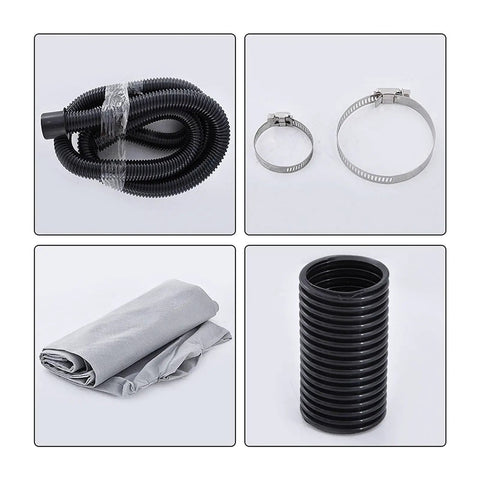 Tough 1600W Dual Purpose Blower And Suction Vacuum For Wall Grinder Debris Pickup And All Around Garage DIY Pro Cleanup The Deadset Shop Ready Workhorse accessories including flexible hose, clamps, dust bag, and connector.