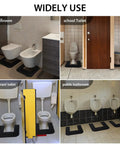 Six Pack Commode Mats For Odor Control And Urine Spills used in bathrooms and restrooms showing black and gray mats with non-slip backing.