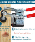 Concealed Hinge Jig With 35mm Hole Punch And Quick Clamp for Cabinet Doors, showcasing hole edge adjustment, clamp, and depth range.