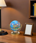 Rotating Desktop Globe With Stand 14.2cm Blue Frame Educational World Sphere For Office Home Classroom Decor Desk