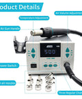 Hot Air Rework Station With Digital Display And Sleep Mode, 110V 1000W, 7 Nozzles, Adjustable Temperature, Desoldering Gun, BGA Pro Grade