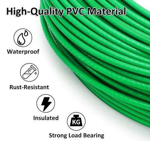 High-quality PVC material on 100ft Green PVC Coated Wire Rope Kit with One Eighth Inch Cable Turnbuckle Tensioner Set