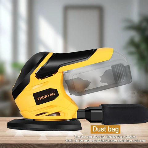 Built Like A Tank Heavy Duty Cordless Detail Sander 12000 Opm Pocket Orbital Sander with dust bag for effective collection.