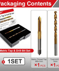 Packaging of M6 X 1 Spiral Point Tap And 5mm Twist Drill Bit Set Pro Grade For Drilling And Tapping Machine Screws.