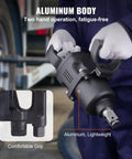 Rugged Pro-Level 1 Inch Pneumatic Impact Wrench with aluminum body and comfortable grip for heavy duty truck repair jobs.
