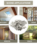 Nickel Plated White Butterfly Cabinet Hinges 180 Degree 48 Pack in various applications including skylights, doors, windows, and fences.