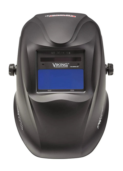 Front view of Viking 1740 Auto-Darkening Welding Helmet With 4C Lens, True Color Vision, matte black design.