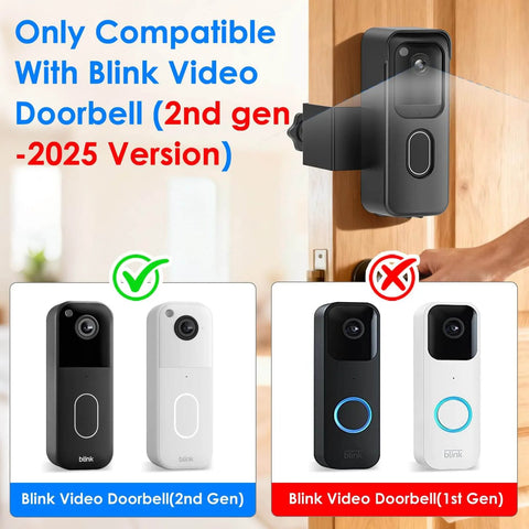 Anti Theft Doorbell Mount For All New 2nd Gen Video Doorbell No Drilling Rent Friendly Mount shown installed on a wooden door