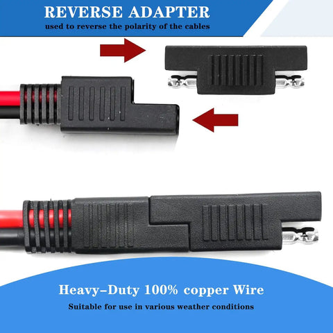 Reverse adapter for 25Ft SAE Extension Cable featuring snappy quick plugs and heavy duty dust covers.